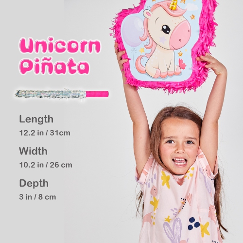 Unicorn Pinata Girl Themed Birthday Party Supplies - Mini Piñata, Pink Bat and Treasure Hunt Game Included!