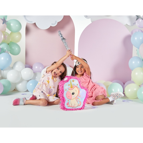 Unicorn Pinata Girl Themed Birthday Party Supplies - Mini Piñata, Pink Bat and Treasure Hunt Game Included!