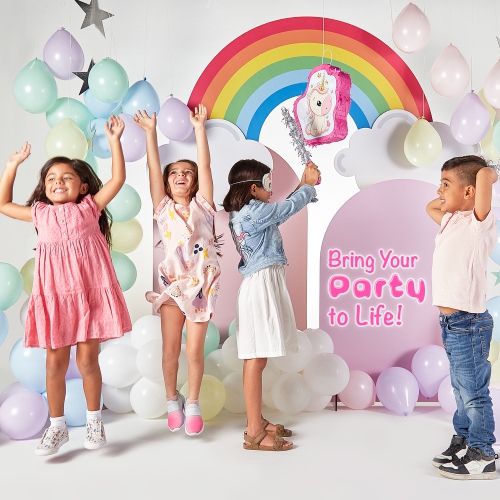 Unicorn Pinata Girl Themed Birthday Party Supplies - Mini Piñata, Pink Bat and Treasure Hunt Game Included!
