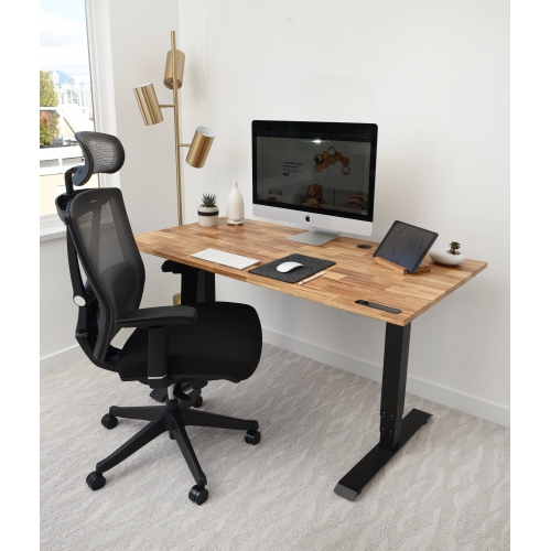 EFFYDESK TerraDesk Eco-Friendly Height-Adjustable Electric Standing Desk - Made from Recycled Chopsticks with Cable Management Tray and 10-Year