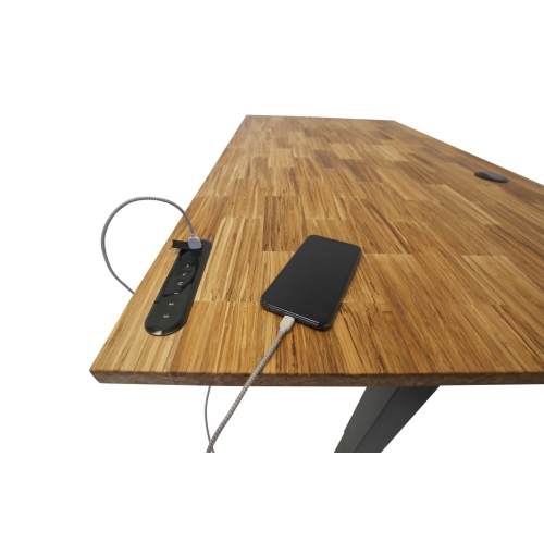 EFFYDESK TerraDesk Eco-Friendly Height-Adjustable Electric Standing Desk - Made from Recycled Chopsticks with Cable Management Tray and 10-Year