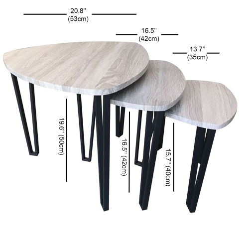 Jessar - Set of 3 Coffee Tables with Metal Base, From the Webber Collection, Grey