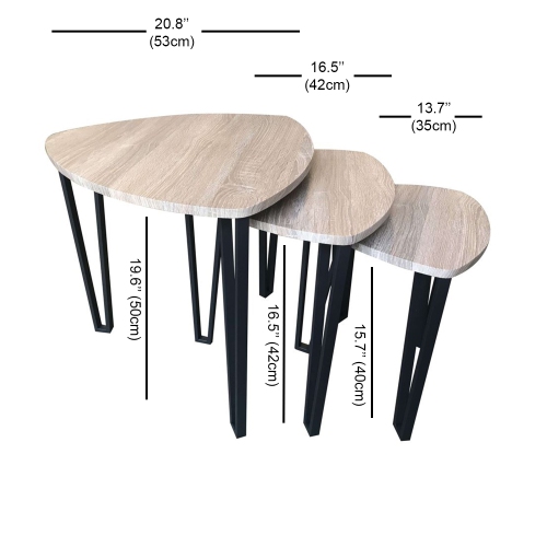 Jessar - Set of 3 Coffee Tables with Metal Base, From the Webber Collection, Brown