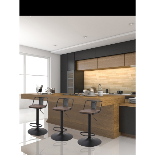 Jessar - Adjustable Height Swivel Stools, From The Gordon Collection, Set of 2, Black