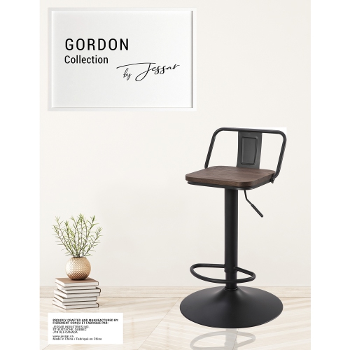 Jessar - Adjustable Height Swivel Stools, From The Gordon Collection, Set of 2, Black