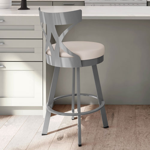 Washington Modern Bar Height Barstool - Cream/Grey