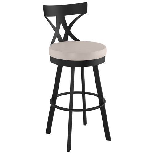 Tabouret de bar moderne à hauteur de bar Washington - Crème/Noir