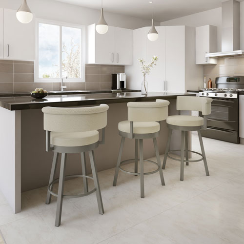 Rosco Contemporary Counter Height Barstool - Cream Boucle/Grey