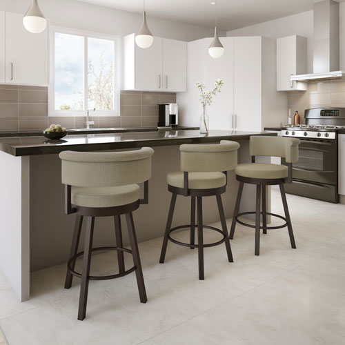 Rosco Contemporary Counter Height Barstool - Beige/Dark Brown