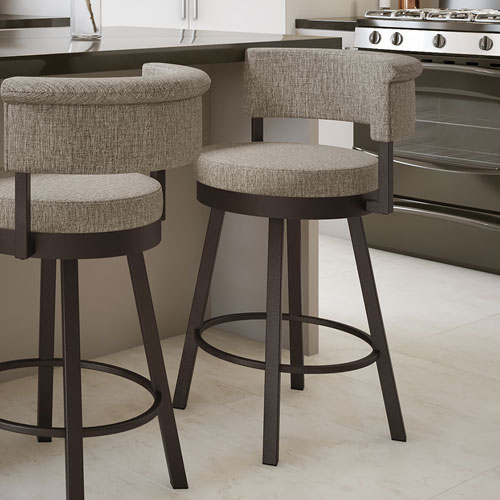 Rosco Contemporary Counter Height Barstool - Beige Brown Woven/Brown