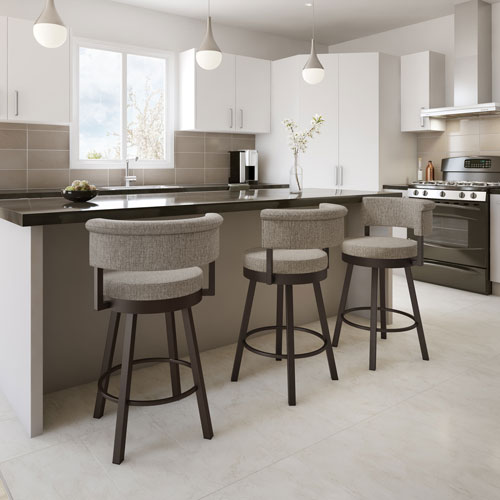 Rosco Contemporary Counter Height Barstool - Beige Brown Woven/Brown