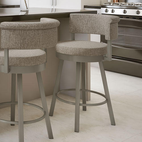 Rosco Contemporary Bar Height Barstool - Beige Brown Woven/Grey