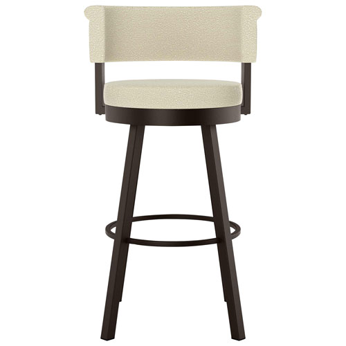 Rosco Contemporary Bar Height Barstool - Cream Boucle/Dark Brown