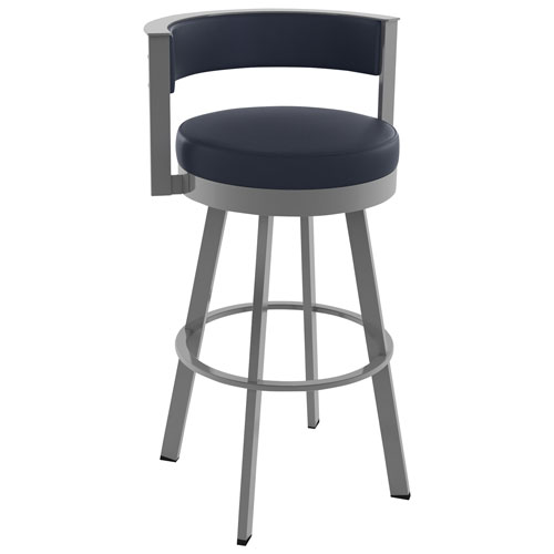 Browser Contemporary Counter Height Barstool - Navy Blue/Metallic Grey
