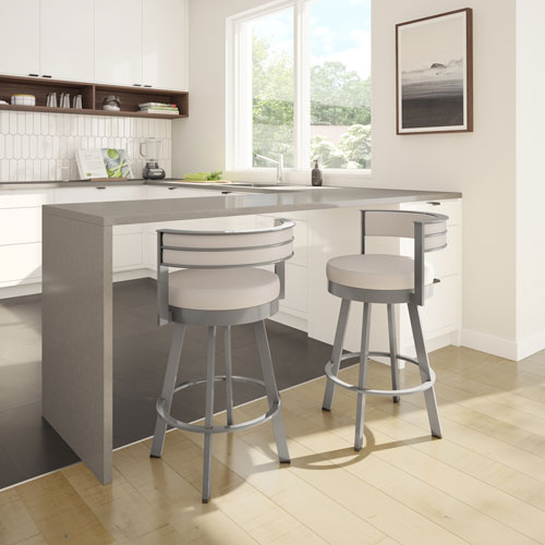 Browser Contemporary Bar Height Barstool - Cream/Grey
