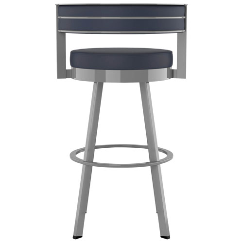 Browser Contemporary Bar Height Barstool - Navy Blue/Metallic Grey