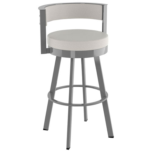 Browser Contemporary Bar Height Barstool - Light Grey/Metallic Grey