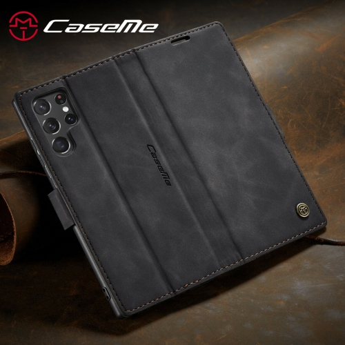 CaseMe Wallet Case Anti-Fall Retro Handmade Leather Magnetic Case Card Slot for Samsung Galaxy S23 Ultra - Free Shipping