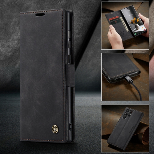 CaseMe Wallet Case Anti-Fall Retro Handmade Leather Magnetic Case Card Slot for Samsung Galaxy S23 Ultra - Free Shipping