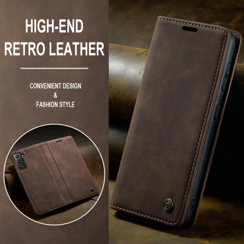 CaseMe Wallet Case Anti-Fall Retro Handmade Leather Magnetic Case Card Slot for Samsung Galaxy S23 - Free Shipping