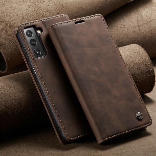 CaseMe Wallet Case Anti-Fall Retro Handmade Leather Magnetic Case Card Slot for Samsung Galaxy S23 - Free Shipping