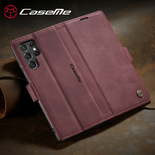 CaseMe Wallet Case Anti-Fall Retro Handmade Leather Magnetic Case Card Slot for Samsung Galaxy S23 Ultra - Free Shipping