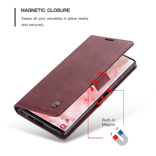CaseMe Wallet Case Anti-Fall Retro Handmade Leather Magnetic Case Card Slot for Samsung Galaxy S23 Ultra - Free Shipping