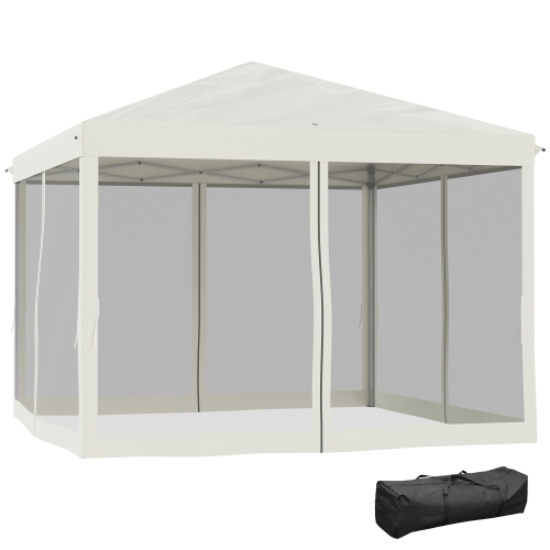 Outsunny 10' x 10' Tente Gazebo avec Filet Amovible en Maille