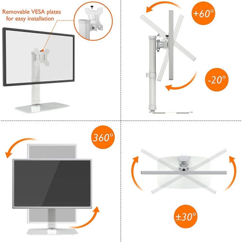 17-27-inch Montior Stand ,Single Monitor Desk Mount Heavy Duty Screen Vertical Lift with 10 Height Settings