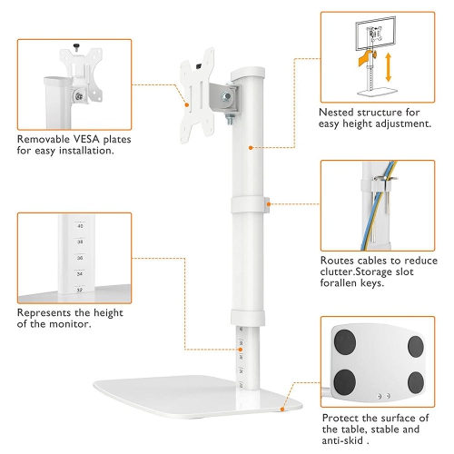 17-27-inch Montior Stand ,Single Monitor Desk Mount Heavy Duty Screen Vertical Lift with 10 Height Settings