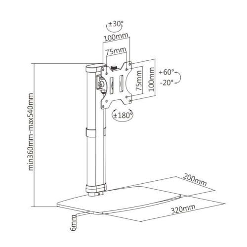 17-27-inch Montior Stand ,Single Monitor Desk Mount Heavy Duty Screen Vertical Lift with 10 Height Settings