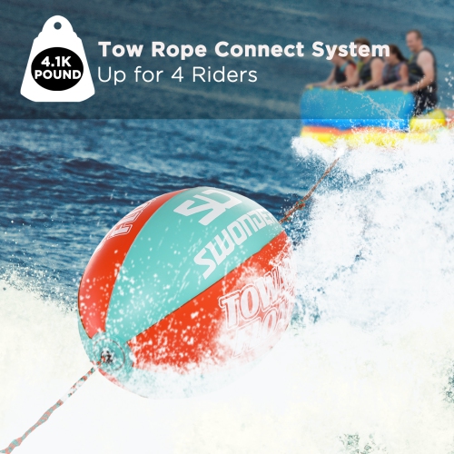 SWONDER Flotteur de tube remorquable, ballon remorquable pour sports nautiques avec corde de remorquage de 60 pieds pour tubes remorquables de 1 à 4