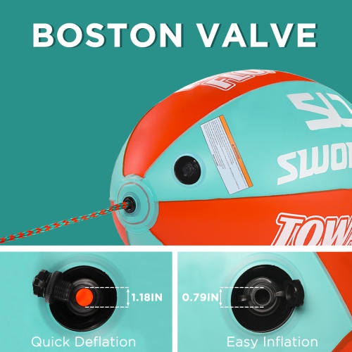 SWONDER Flotteur de tube remorquable, ballon remorquable pour sports nautiques avec corde de remorquage de 60 pieds pour tubes remorquables de 1 à 4