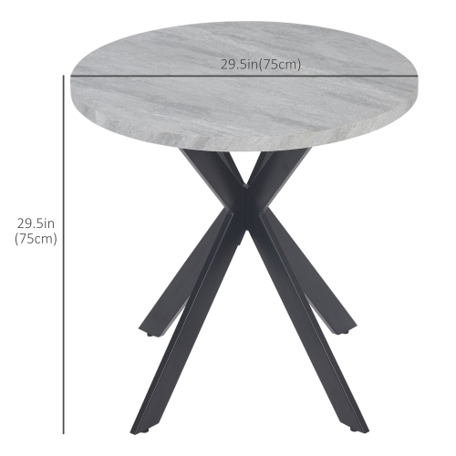 HOMCOM 29" Round Dining Table for 2-4 People, Modern Contemporary Kitchen Table with Steel Legs, Grey