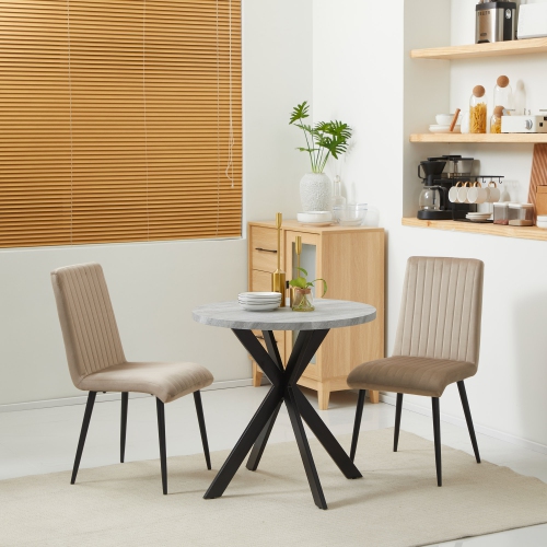 HOMCOM 29" Round Dining Table for 2-4 People, Modern Contemporary Kitchen Table with Steel Legs, Grey