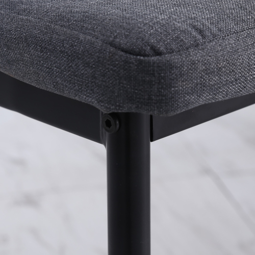 HOMCOM Modern Dining Chairs Set of 4, Upholstered Linen Fabric Kitchen Chairs with Channel Tufting and Metal Legs for Living Room, Dining Room,