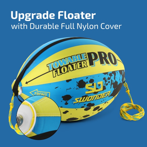 SWONDER Towable Floater PRO, Ballon remorquable pour sports nautiques avec housse en nylon robuste, Corde de remorquage de 60 pieds pour 1 à 4 tubes