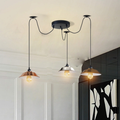 Relicelectrical Multi Colour 3 Head Hanging Ceiling Lights Spider Style Pendant for Farmhouse & Kitchen Bar