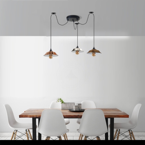 Relicelectrical Multi Colour 3 Head Hanging Ceiling Lights Spider Style Pendant for Farmhouse & Kitchen Bar