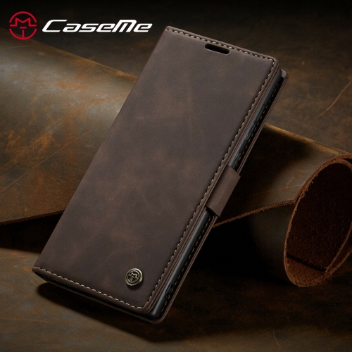 CaseMe Magnetic Stand Flip Protective Cover Leather Flip Cover Purse Style with ID & Credit Card Slots Holder for Samsung Galaxy S22 ULTRA -Coffee