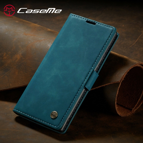 CaseMe Magnetic Stand Flip Protective Cover Leather Flip Cover Purse Style with ID & Credit Card Slots Holder for Samsung Galaxy S22 ULTRA -Cyan