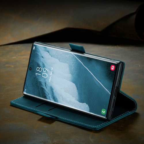 CaseMe Magnetic Stand Flip Protective Cover Leather Flip Cover Purse Style with ID & Credit Card Slots Holder for Samsung Galaxy S22 ULTRA -Cyan