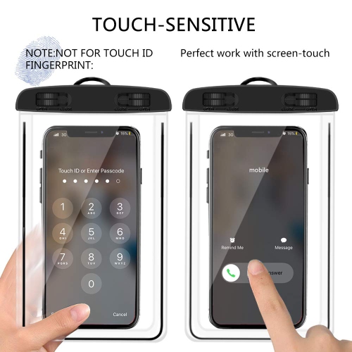 Waterproof Phone Pouch Universal Waterproof Case Dry Bag for iPhone Samsung Google Underwater Phone Protector - Black
