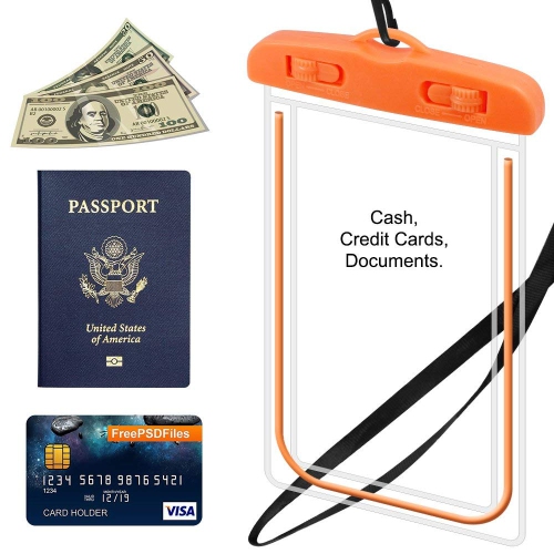 Waterproof Phone Pouch Universal Waterproof Case Dry Bag for iPhone Samsung Google Underwater Phone Protector - Orange