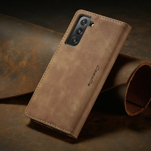 CaseMe Magnetic Stand Flip Protective Cover Leather Flip Cover Purse Style with ID & Credit Card Slots Holder for Samsung Galaxy S23 -Brown