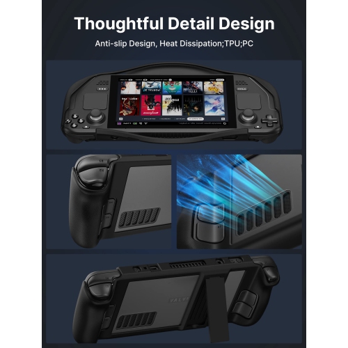 Kickstand Protective Case for Steam Deck, Steam Deck Case TPU Cover Protector with Stand Base, Shock-Absorption, Non-Slip and Anti-Scratch Design -