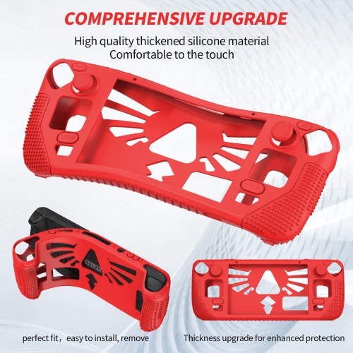 Protective Case for Steam Deck, Thickened Silicone Cover with 4 Rocker Caps, Features Thick Silicone Full Protection, Shock Absorption and Scratch