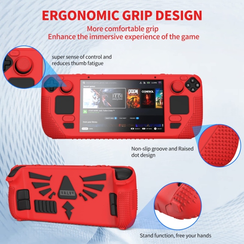 Protective Case for Steam Deck, Thickened Silicone Cover with 4 Rocker Caps, Features Thick Silicone Full Protection, Shock Absorption and Scratch