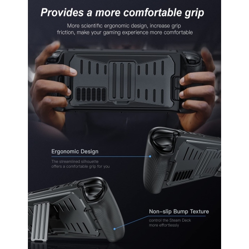 Case for Steam Deck 2021 Release, Full Body TPU+PC Protective Case Cover with Kickstand, Shockproof Non-Slip Anti-Collision Accessories Skin for