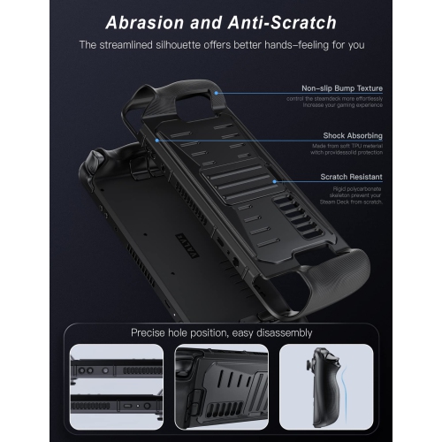 Case for Steam Deck 2021 Release, Full Body TPU+PC Protective Case Cover with Kickstand, Shockproof Non-Slip Anti-Collision Accessories Skin for